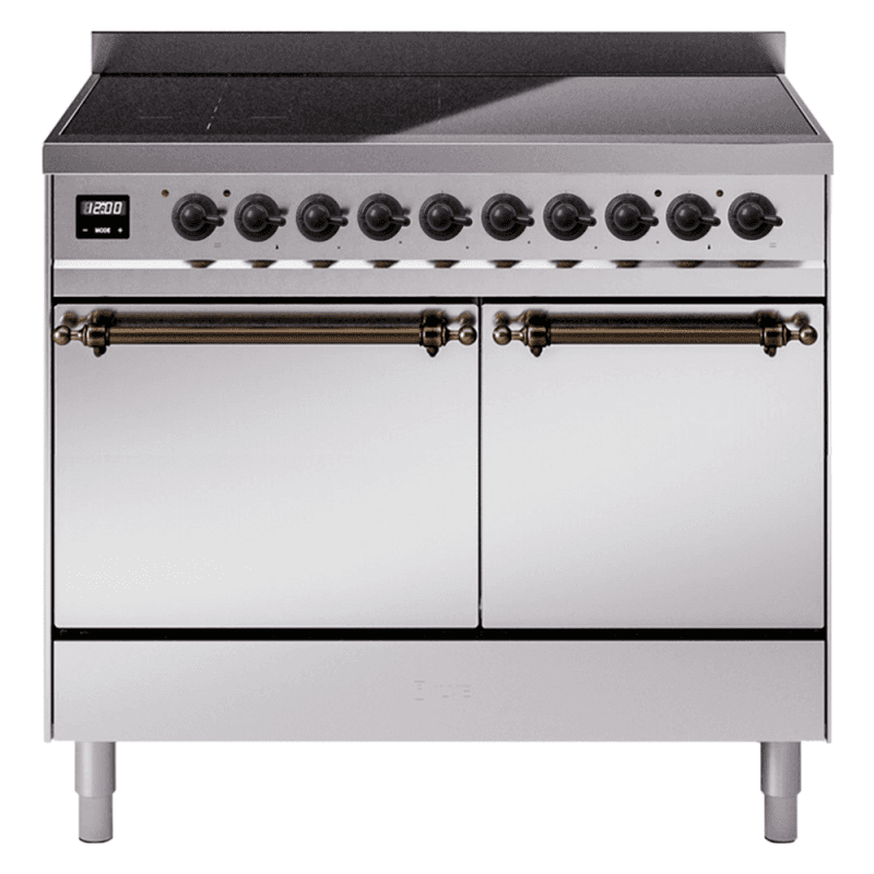 Nostalgie II 40 UPDI406QNMPSSB Freestanding Electric Range Range with Induction Double Oven with Solid Door with Bronze knobs
