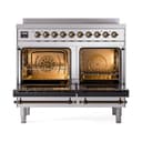 Nostalgie II 40 UPDI406QNMPSSB Freestanding Electric Range Range with Induction Double Oven with Solid Door with Bronze knobs view 2