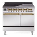 Nostalgie II 40 UPDI406QNMPSSG Freestanding Electric Range Range with Induction Double Oven with Solid Door with Brass knobs view 1