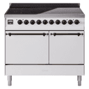 Nostalgie II 40 UPDI406QNMPWHB Freestanding Electric Range Range with Induction Double Oven with Solid Door with Bronze knobs view 1