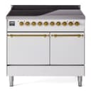 Nostalgie II 40 UPDI406QNMPWHG Freestanding Electric Range Range with Induction Double Oven with Solid Door with Brass knobs view 1