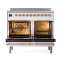 Nostalgie II 40 UPDI406QNMPWHP Freestanding Electric Range Range with Induction Double Oven with Solid Door with Copper knobs view 2