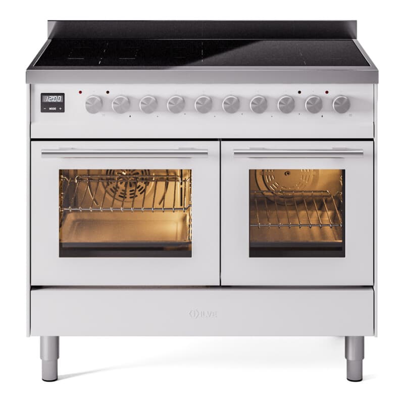 Professional Plus II 40 UPDI406WMPWH Freestanding Electric Range Range with Induction Double Oven with Triple Glass Door with Stainless Steel knobs