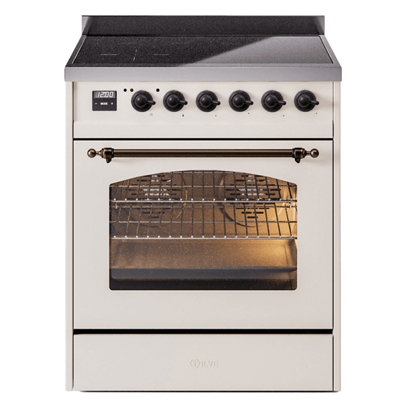 Nostalgie II 30 UPI304NMPAWB Freestanding Electric Range Range with Induction Single Oven with Triple Glass Door with Bronze knobs