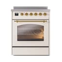 Nostalgie II Series 30 inch Freestanding Electric Induction Range with 4 Elements, Smoothtop Cooktop, 4 cu. ft. Total Oven Capacity, Convection Oven, Viewing Window, Storage Drawer with Brass Trim view 2