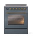 Nostalgie II 30 UPI304NMPBGG Freestanding Electric Range Range with Induction Single Oven with Triple Glass Door with Brass knobs view 2