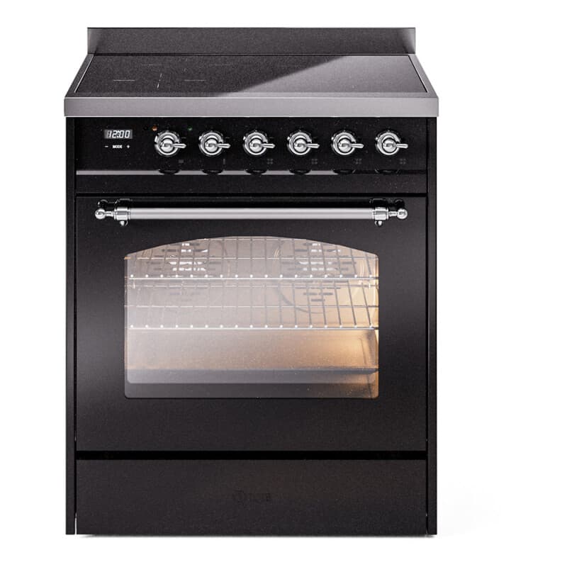 Nostalgie II 30 UPI304NMPBKC Freestanding Electric Range Range with Induction Single Oven with Triple Glass Door with Chrome knobs