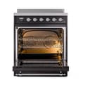 Nostalgie II 30 UPI304NMPBKC Freestanding Electric Range Range with Induction Single Oven with Triple Glass Door with Chrome knobs view 2