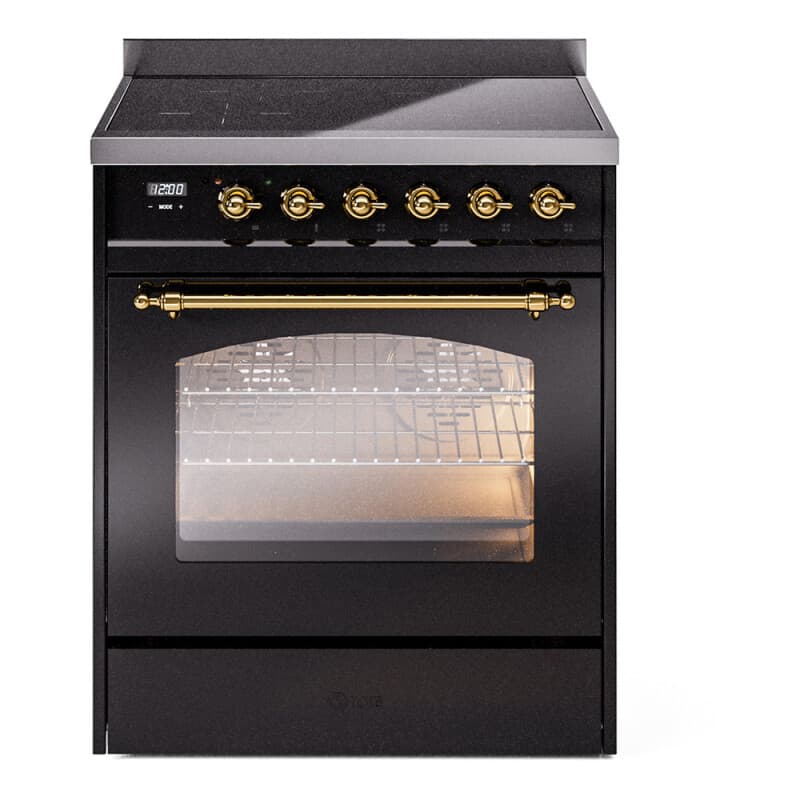 Nostalgie II 30 UPI304NMPBKG Freestanding Electric Range Range with Induction Single Oven with Triple Glass Door with Brass knobs