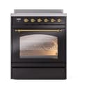 Nostalgie II 30 UPI304NMPBKG Freestanding Electric Range Range with Induction Single Oven with Triple Glass Door with Brass knobs view 2