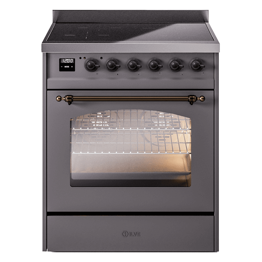 Nostalgie II 30 UPI304NMPMGB Freestanding Electric Range Range with Induction Single Oven with Triple Glass Door with Bronze knobs
