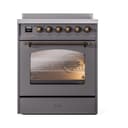 Nostalgie II 30 UPI304NMPMGB Freestanding Electric Range Range with Induction Single Oven with Triple Glass Door with Bronze knobs view 2