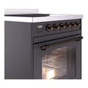 Nostalgie II 30 UPI304NMPMGB Freestanding Electric Range Range with Induction Single Oven with Triple Glass Door with Bronze knobs view 5