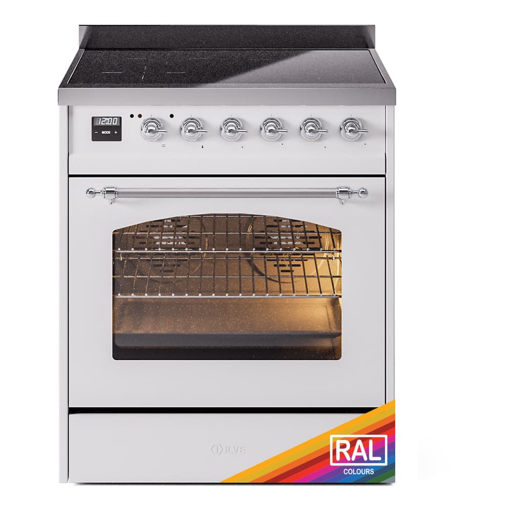 Nostalgie II 30 UPI304NMPRAC Freestanding Electric Range Range with Induction Single Oven with Triple Glass Door with Chrome knobs