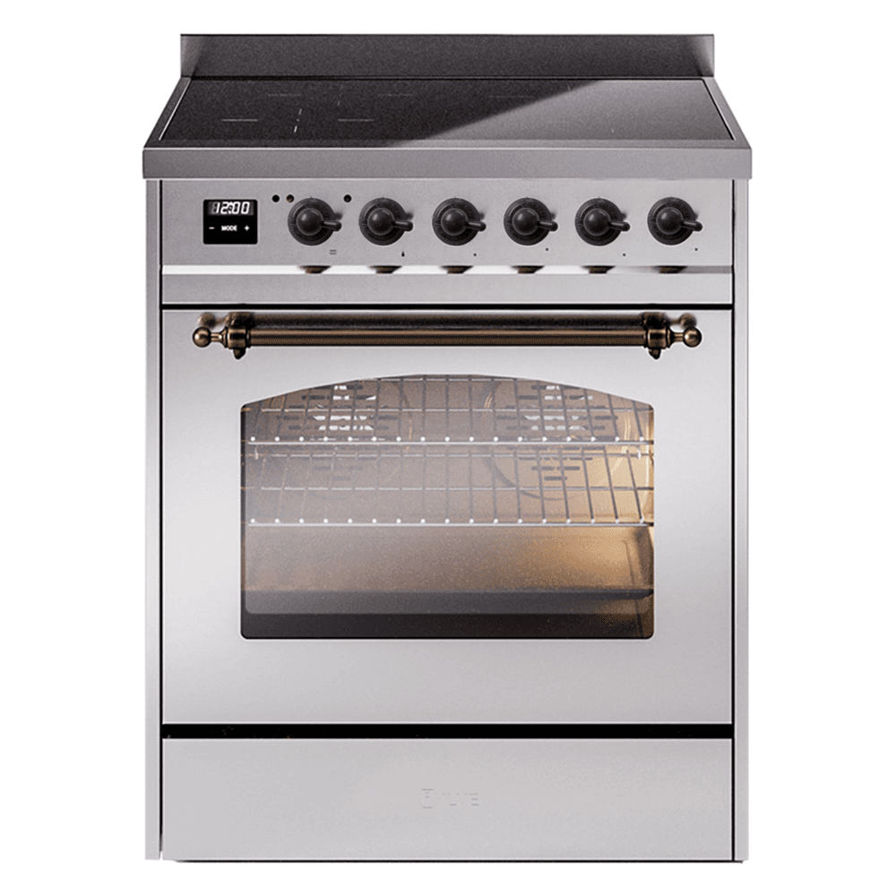 Nostalgie II 30 UPI304NMPSSB Freestanding Electric Range Range with Induction Single Oven with Triple Glass Door with Bronze knobs