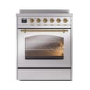 Nostalgie II Series 30 inch Freestanding Electric Induction Range with 4 Elements, Smoothtop Cooktop, 4 cu. ft. Total Oven Capacity, Convection Oven, Storage Drawer with Brass Trim view 2