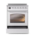 Nostalgie II Series 30 inch Freestanding Electric Induction Range with 4 Elements, Smoothtop Cooktop, 4 cu. ft. Total Oven Capacity, Convection Oven, Viewing Window, Storage Drawer with Chrome Trim view 4