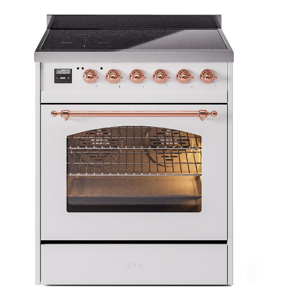 Nostalgie II 30 UPI304NMPWHP Freestanding Electric Range Range with Induction Single Oven with Triple Glass Door with Copper knobs