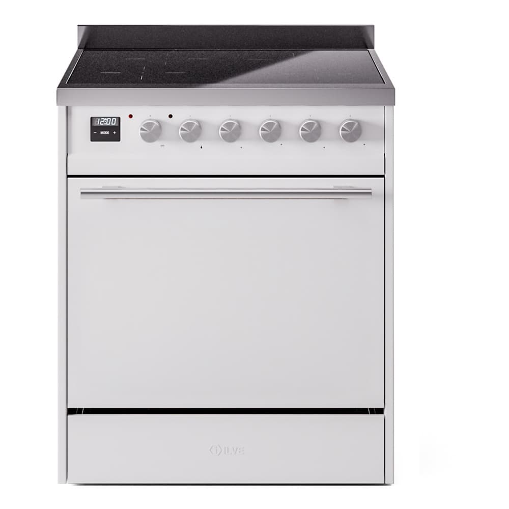 Professional Plus II 30 UPI304QMPWH Freestanding Electric Range Range with Induction Single Oven with Solid Door with Stainless Steel knobs
