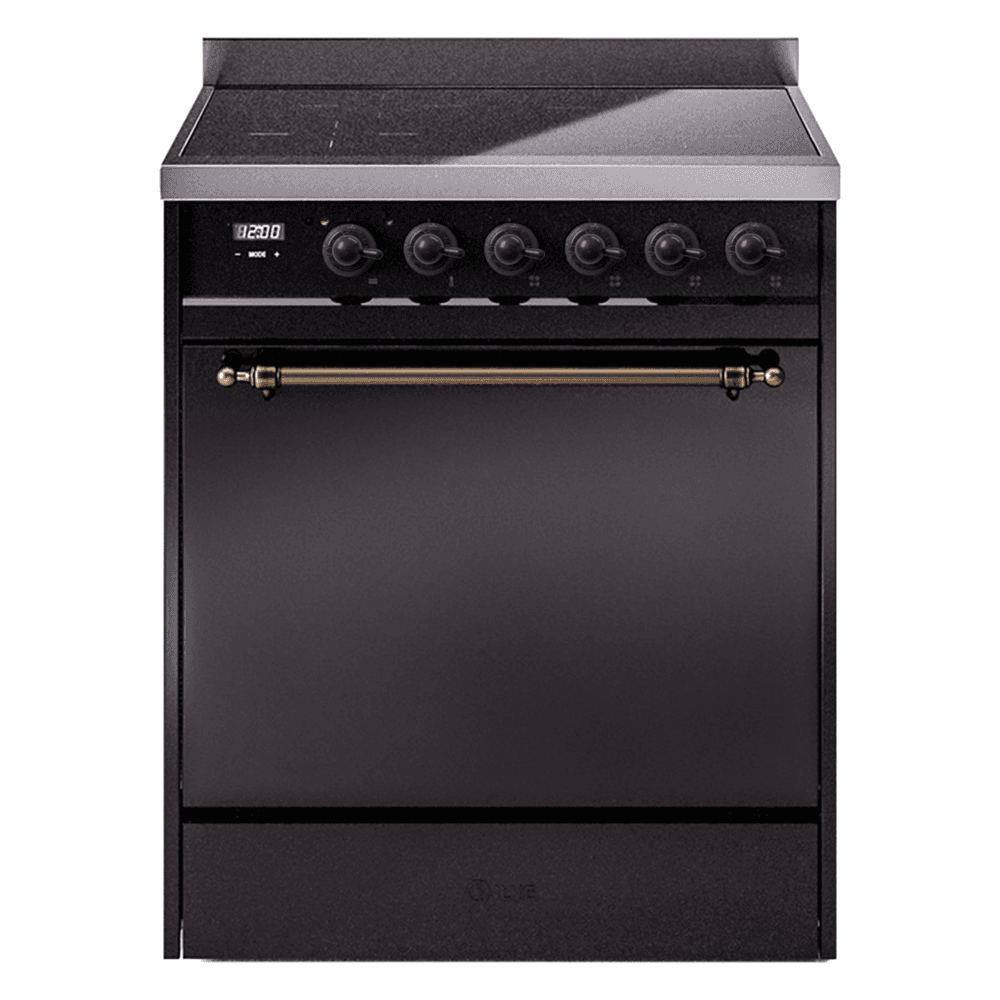 Nostalgie II 30 UPI304QNMPBKB Freestanding Electric Range Range with Induction Single Oven with Solid Door with Bronze knobs