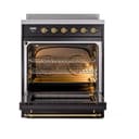 Nostalgie II 30 UPI304QNMPBKG Freestanding Electric Range Range with Induction Single Oven with Solid Door with Brass knobs view 2