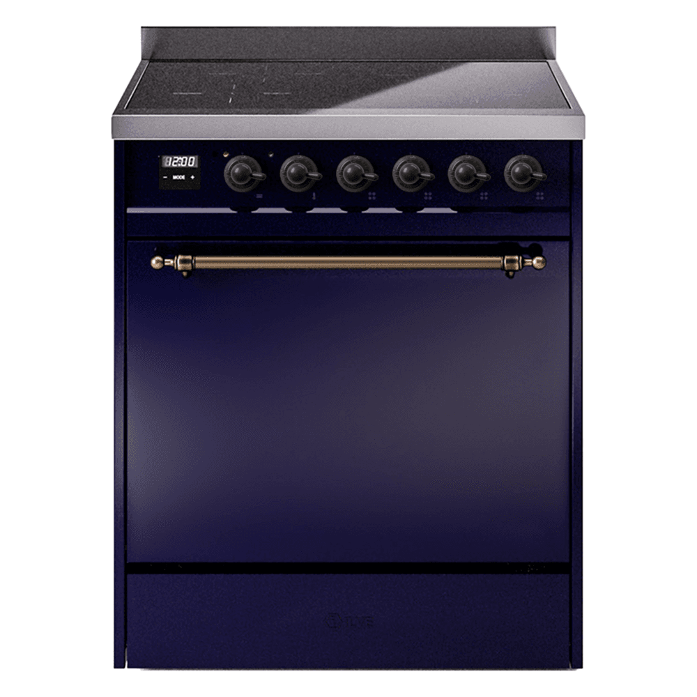 Nostalgie II 30 UPI304QNMPMBB Freestanding Electric Range Range with Induction Single Oven with Solid Door with Bronze knobs