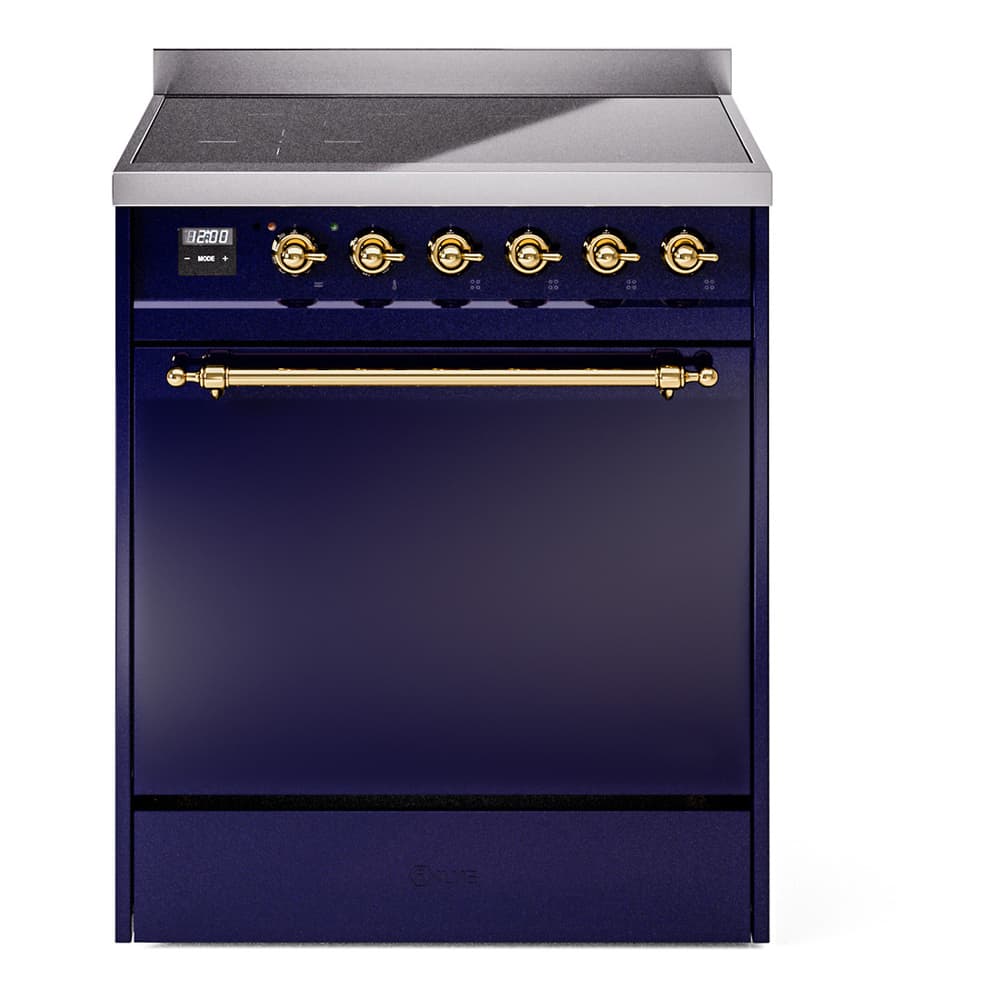 Nostalgie II 30 UPI304QNMPMBG Freestanding Electric Range Range with Induction Single Oven with Solid Door with Brass knobs
