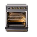 Nostalgie II 30 UPI304QNMPMGG Freestanding Electric Range Range with Induction Single Oven with Solid Door with Brass knobs view 2