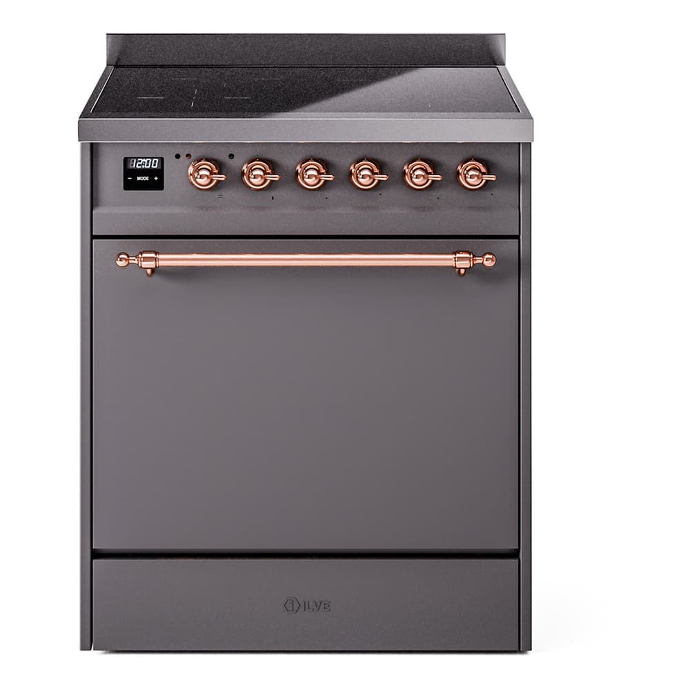 Nostalgie II 30 UPI304QNMPMGP Freestanding Electric Range Range with Induction Single Oven with Solid Door with Copper knobs