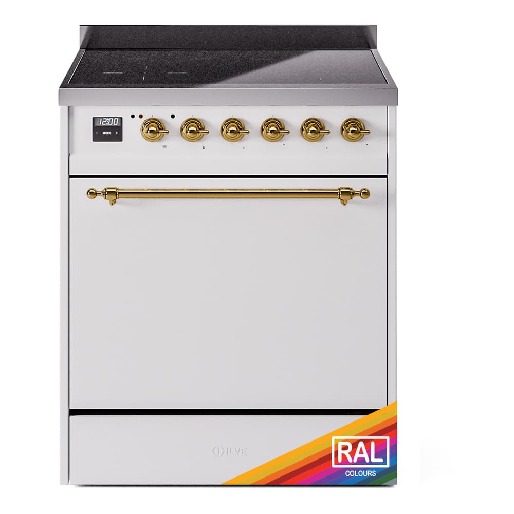 Nostalgie II 30 UPI304QNMPRAG Freestanding Electric Range Range with Induction Single Oven with Solid Door with Brass knobs