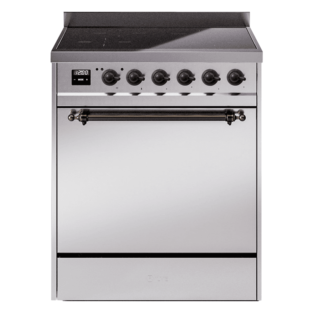 Nostalgie II 30 UPI304QNMPSSB Freestanding Electric Range Range with Induction Single Oven with Solid Door with Bronze knobs