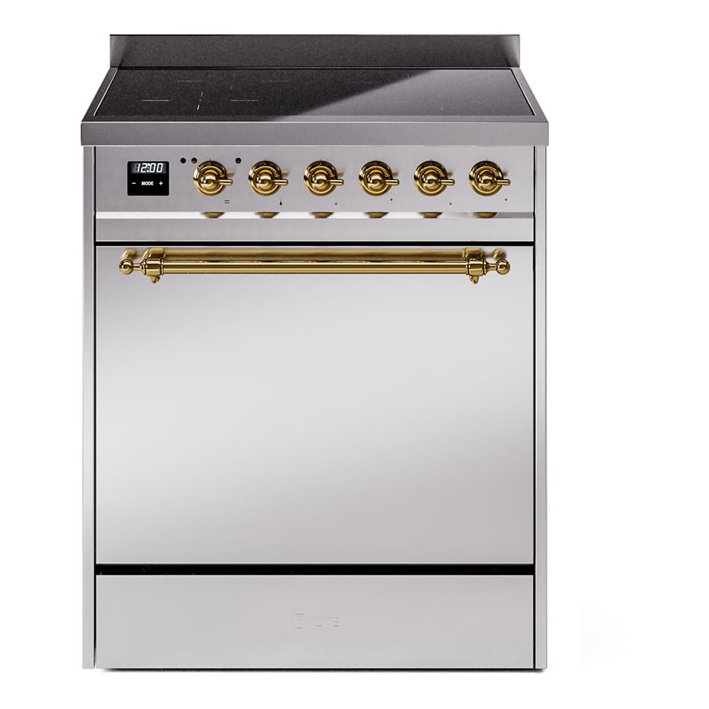 Nostalgie II 30 UPI304QNMPSSG Freestanding Electric Range Range with Induction Single Oven with Solid Door with Brass knobs