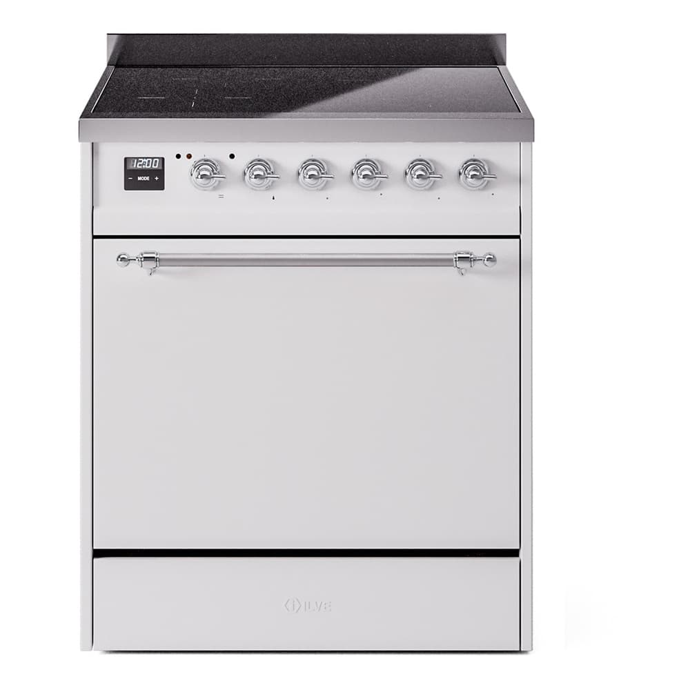 Nostalgie II 30 UPI304QNMPWHC Freestanding Electric Range Range with Induction Single Oven with Solid Door with Chrome knobs