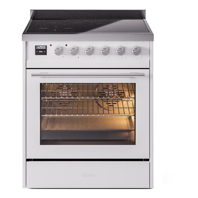 Professional Plus II 30 UPI304WMPWH Freestanding Electric Range Range with Induction Single Oven with Triple Glass Door with Stainless Steel knobs