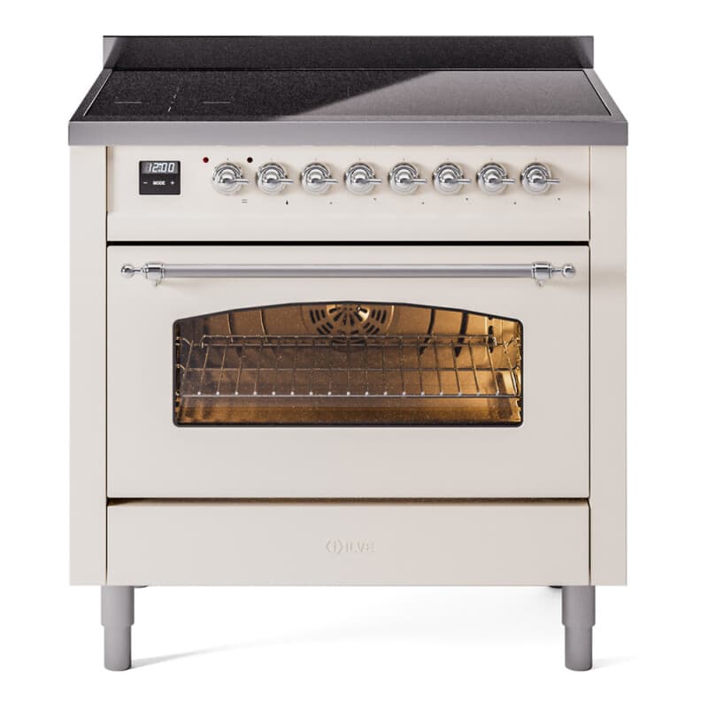 Nostalgie II 36 UPI366NMPAWC Freestanding Electric Range Range with Induction Single Oven with Triple Glass Door with Chrome knobs