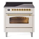Nostalgie II Series 36 inch Freestanding Electric Induction Range with 6 Elements, Smoothtop Cooktop, 3.5 cu. ft. Total Oven Capacity, Convection Oven, Viewing Window, Storage Drawer with Brass Trim view 1