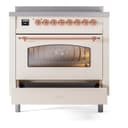 Nostalgie II 36 UPI366NMPAWP Freestanding Electric Range Range with Induction Single Oven with Triple Glass Door with Copper knobs view 4