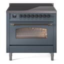 Nostalgie II Series 36 inch Freestanding Electric Induction Range with 6 Elements, Smoothtop Cooktop, 3.5 cu. ft. Total Oven Capacity, Convection Oven, Storage Drawer with Bronze Trim view 1