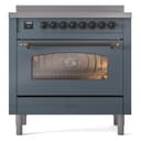 Nostalgie II Series 36 inch Freestanding Electric Induction Range with 6 Elements, Smoothtop Cooktop, 3.5 cu. ft. Total Oven Capacity, Convection Oven, Storage Drawer with Bronze Trim view 2