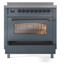 Nostalgie II Series 36 inch Freestanding Electric Induction Range with 6 Elements, Smoothtop Cooktop, 3.5 cu. ft. Total Oven Capacity, Convection Oven, Storage Drawer with Bronze Trim view 4