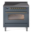 Nostalgie II Series 36 inch Freestanding Electric Induction Range with 6 Elements, Smoothtop Cooktop, 3.5 cu. ft. Total Oven Capacity, Convection Oven, Storage Drawer with Brass Trim view 1