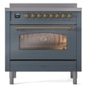 Nostalgie II Series 36 inch Freestanding Electric Induction Range with 6 Elements, Smoothtop Cooktop, 3.5 cu. ft. Total Oven Capacity, Convection Oven, Storage Drawer with Brass Trim view 2