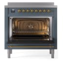Nostalgie II Series 36 inch Freestanding Electric Induction Range with 6 Elements, Smoothtop Cooktop, 3.5 cu. ft. Total Oven Capacity, Convection Oven, Storage Drawer with Brass Trim view 3