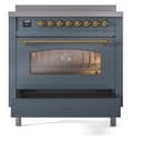Nostalgie II Series 36 inch Freestanding Electric Induction Range with 6 Elements, Smoothtop Cooktop, 3.5 cu. ft. Total Oven Capacity, Convection Oven, Storage Drawer with Brass Trim view 4