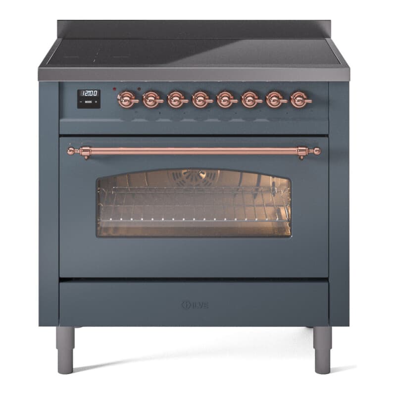 Nostalgie II 36 UPI366NMPBGP Freestanding Electric Range Range with Induction Single Oven with Triple Glass Door with Copper knobs