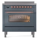 Nostalgie II 36 UPI366NMPBGP Freestanding Electric Range Range with Induction Single Oven with Triple Glass Door with Copper knobs view 2