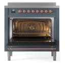 Nostalgie II 36 UPI366NMPBGP Freestanding Electric Range Range with Induction Single Oven with Triple Glass Door with Copper knobs view 3