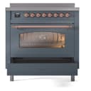 Nostalgie II 36 UPI366NMPBGP Freestanding Electric Range Range with Induction Single Oven with Triple Glass Door with Copper knobs view 4