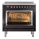 Nostalgie II 36 UPI366NMPBKB Freestanding Electric Range Range with Induction Single Oven with Triple Glass Door with Bronze knobs view 3