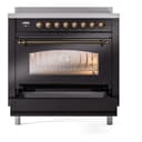 Nostalgie II 36 UPI366NMPBKB Freestanding Electric Range Range with Induction Single Oven with Triple Glass Door with Bronze knobs view 4